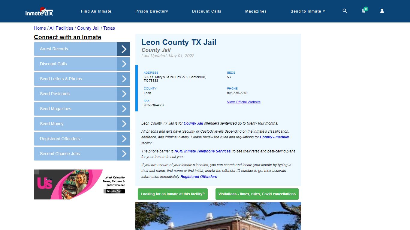 Leon County TX Jail - Inmate Locator - Centerville, TX